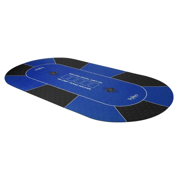 Tapis Poker 180x90 cm Bleu et Noir Ovale - Tapis pour Jeu de Poker, Jeu de Cartes - Tapis de Poker