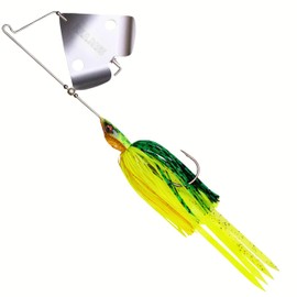 U.S.A. BASS TACKLE Stiletto Buzzbait Largemouth Smallmouth Spotted Bass Premium Fishing Bait Hover Head Custom Silicon Skirt Bubble Blade Clacker Heavy Duty Hook (Fire Tiger, 1/2oz)