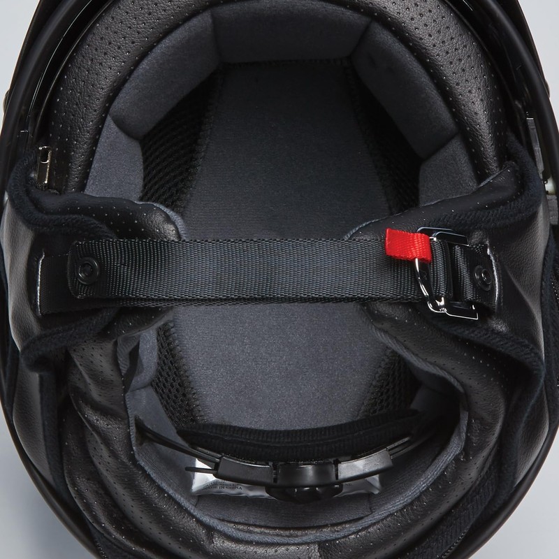 Indian Motorcycle Half Helmet, Black with Retro Racing Stripe, Matte