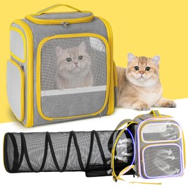 Cat Backpack Carrier Bubble Expandable Pet Carriers Backpack for Small Dogs, Large Space Bag with Collapsible Tunnel Airline Approved, Kitten Puppy for Outdoor Travel Hiking Fit Up to 20 Lbs