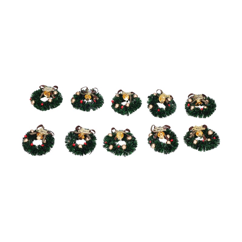 10Pcs Christmas Wreaths Miniature Scene Models Dollhouse Accessories for Above