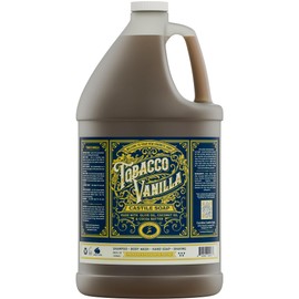 Castile Liquid Body Wash for Sensitive Skin – Natural Shampoo for Men with Olive Oil, Cocoa Butter & Coconut Oil – Tobacco Vanilla by Carolina Castile (Tobacco Vanilla, 1 Gallon)