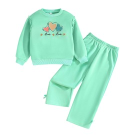 LKUSJMIS Toddler Girl Clothes 5T 6T Little Kids Clothes Pink Long Sleeve Sweatshirt Wide Leg Pants Gifts 2 Pieces Girls Fall Outfits Size 5 6 Year Old