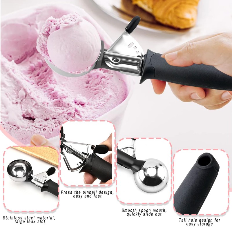 Stainless Steel Ice Cream Scoop with Trigger – Effortless Scooping