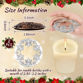 Moxweyeni 2 Pieces Candle Toppers to Burn Evenly Scented Jar Candles Mental Cover 2.85 Inch Christmas Leaf Pine Topper Lids Accessories Sleeves Gifts for Xmas Decorative Party Favor(Chic Style)