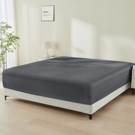 GOKOTTA GOKOTTA Fitted Sheet Only - 16 Inch Pocket Bamboo Rayon Fitted Sheet, Super Soft and Cooling Bottom Sheet with 4 Elastic Corner Straps(Dark Grey, King Size)