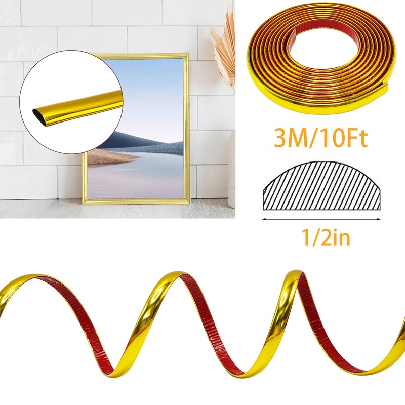 Gold Peel and Stick Trim Molding, 10Ft Premium Wall Ceiling