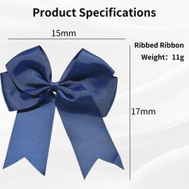 2 PCS Bow Hair Clips,Big Bow Hair Clips with Long Silky Satin,Large Hair Bows Hair Barrette Clips for Women Girls,Solid Color French Barrette for Women Girls (Dark blue)