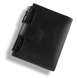 Gkhlg 1Pcs Ladies Purse Genuine Leather Small Wallets for Women Privacy Protection Leather Purse for Daily Use Travel and Gifting (Black)