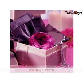 CLICK2GO 4” / 100 mm Hot Pink Diamond Shaped Glass Crystal Paperweight –Home Office Decor & Valentine's Day Gift Wedding Favors Centerpieces Decoration with Gift Box