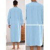 Lars Amadeus Blue Nightgown for Men's Contrast Color Stand Collar