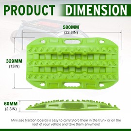 BUNKER INDUST Off Road Traction Boads, 2 Pcs Short Recovery Track Traction Mats for 4WD Mud, Sand, Snow Ramps-Green Tire Traction Tool (Without Strap)