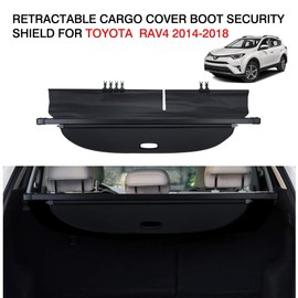 Powerty Fit for Cargo Cover Toyota RAV4 2013 2014 2015 2016 2017 2018 Retractable Rear Trunk Security Cover Shielding Shade Black No Gap