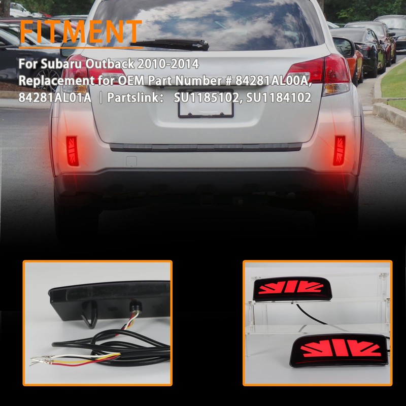 ZDEERAOTO Rear Bumper Reflector Lamp Fog Light DRL Sequential Turn