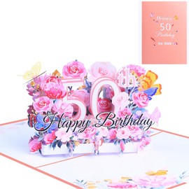 50th Birthday Card 3D Pop Up Cards 50 Years Old Card 50th Birthday Decorations for Girl Happy 50 Years Old Birthday Gifts