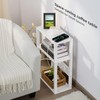 YUFAM 3-Tier Small Narrow Wood Side Table with Charging Station,