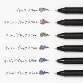 Pentel BL77A-6 ENERGEL BLACK COLORS Gel Ink Ballpoint Pen, 0.7mm, 6 Colors
