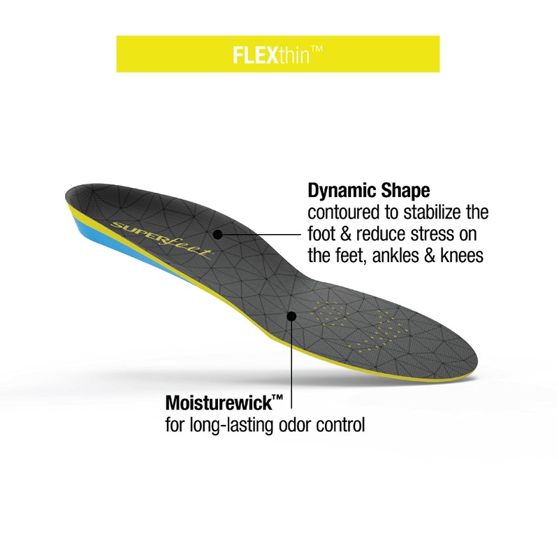 superfeet FLEXthin insoles Orthotic Insole, Yellow (Bolt), 4 UK