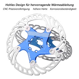 Yongness Bicycle Brake Disc 160 mm 180 mm 203 mm Bicycle Disc Brake Disc Floating Brake Rotor Suitable for Road Bikes, Mountain Bikes, MTB, BMX (Blue 160 mm)