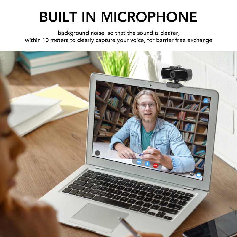 HD Webcam 1080P 30 Fps Noise Reduction 90° Wide Viewing