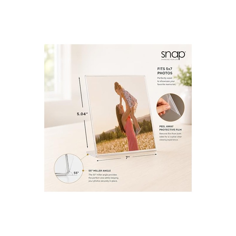 Snap H8001H10C Horizontal Acrylic Frame, 5" x 7", 12 Pieces