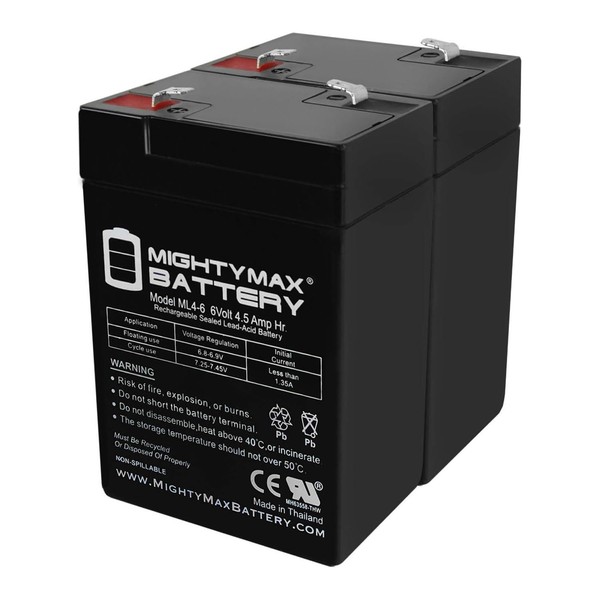 Mighty Max Battery 6V 4.5AH Replacement Battery for GS Portalac PE Alarm - 2 Pack