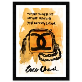 Wynwood Studio Fashion and Glam Wall Art Framed Prints 'The Best Things' Handbags Home Décor, Orange, Black