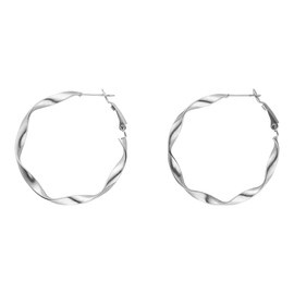 PURELEI® Ke Kai Earrings (Gold, Silver, Rose Gold), Waterproof Earrings for Women, Twisted Hoop Earrings Made of Stainless Steel, Gift for Women, 42 mm Diameter, Stainless Steel