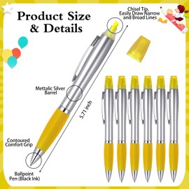 Colarr 30 Pcs Highlighter with Ballpoint Pen Combo Ballpoint Pen with Highlighter with Chisel Tips Pen Highlighter Combo for Student Office Writing Coloring Underlining Highlighting (Yellow)