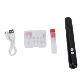Nail Drill Machine USB Charging 3 Speeds Portable Electric Nail File Set with Light for Manicure Pedicure Black