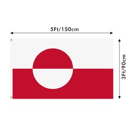 Greenland flag 3X5FT, Greenland flag, with 2 brass washers, durable polyester fiber. (Greenland, 3x5FT)