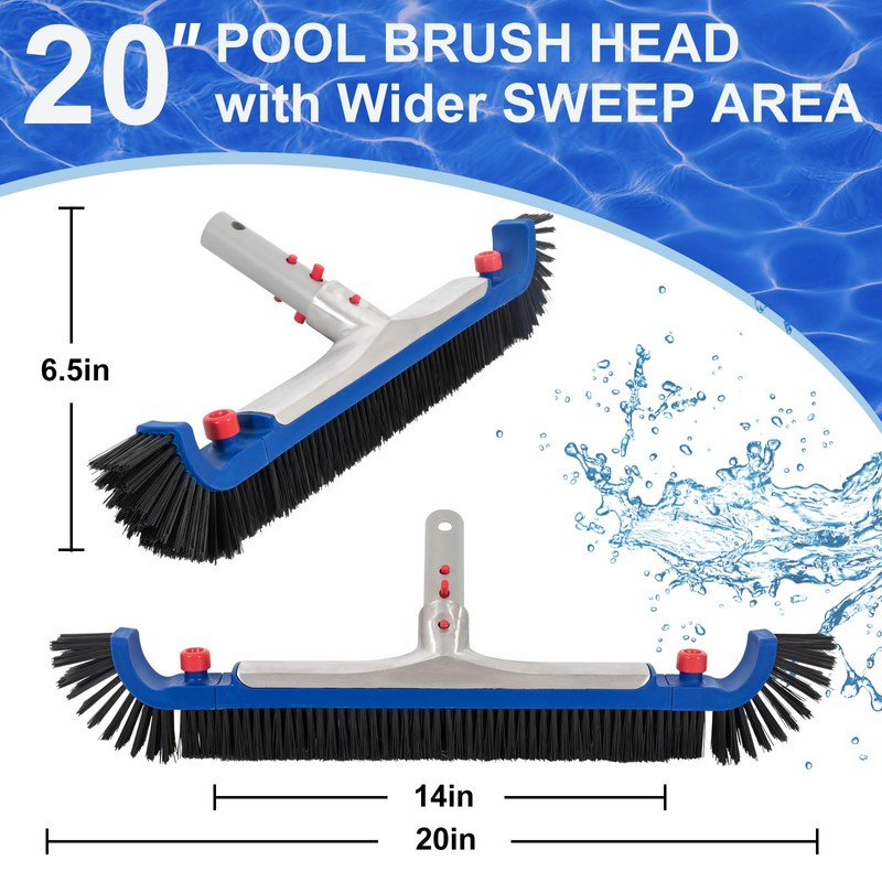 POOLAZA Deluxe Swimming Pool Cleaning Kit Including 20'' Pool Brush
