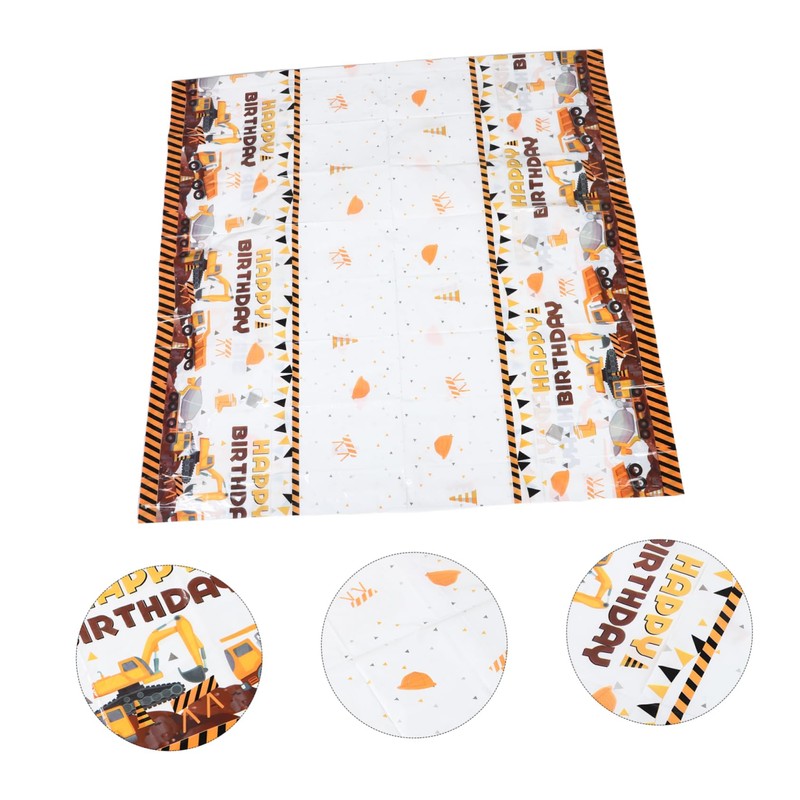 STOBAZA Construction Vehicle Theme Birthday Party Tablecloth Outdoor Fitted Tablecloths