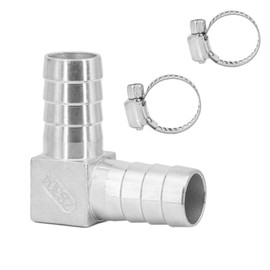 Refuuch 3/8" Hose Barb Stainless Steel 90 Degree Elbow L Right Angle Barbed Fitting Fuel Air Water