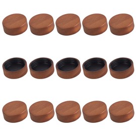 OLYCRAFT 15pcs 1.8x0.7 Inch Wood Spice Jars Lids Fit 7oz Round Storage Jars Reusable Saddle Brown Wooden Lids Bamboo Spice Lid for Food Sealing Preservation Accessories Spice Fresh Tools
