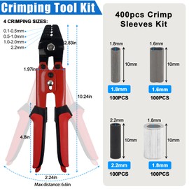 JSHANMEI Fishing Crimping Tool Heavy Duty Crimper Pliers with Crimp Sleeves, Wire Crimping Tool Make Fishing Leaders Shark Rigs, Various Usage (Red Crimper Kit)