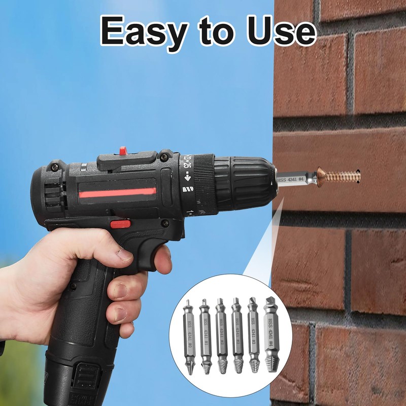 Pack of 6 Broken Screw Extractor Screw Extractor Kit, All-Purpose