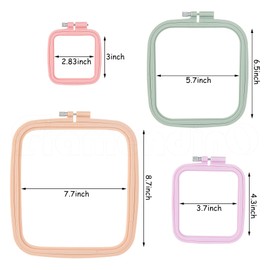 Framendino, 4 aros cuadrados para bordar, de plástico, de punto de cruz, reutilizables, para proyectos de costura