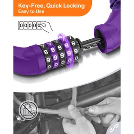 Sportneer Bike Lock - High Security Bicycle Chain Lock 5-Digit Resettable Combination Anti-Theft Bicycle Lock Bike Accessories for Bicycle, Motorcycle, Scooter, Door