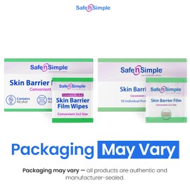 Safe n' Simple Skin Barrier Wipe with Alcohol - 50 Individually Packaged Wipes 2"x2" - Ostomy Sterile Skin Prep Pads - Skin Barrier Film Wipes for Ostomy - Alcohol Stoma Barrier Prep Pads