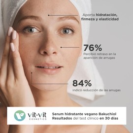 Serum Antiarrugas con Bakuchiol y Acido Hialurónico, Retinol Vegano, Hidratante que reduce arrugas y líneas de expresión. Serum antiedad, 30 ml Vit Vit Cosmetics. PRODUCTO IMPORTADO DE ESPAÑA