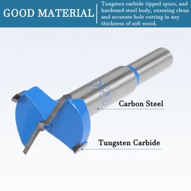 QUARKZMAN 1 x 26 mm Forstner Drill Tungsten Carbide Wood Hole Saw Auger Opener for Furniture Plastic Door Hinge Blue Grey