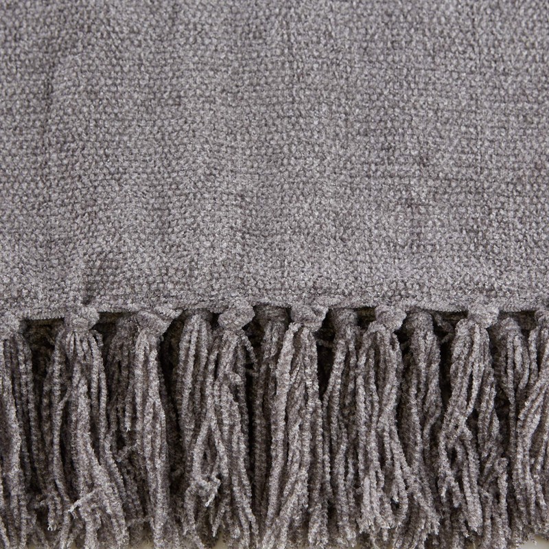 DII Chenille Throw Collection Solid Fringed, 50x60, Gray