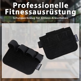 Leather Grip Pads for Lifting Straps Strength Training and Pull-Ups, Non-Slip Fitness Gloves Men for Weightlifting, Deadlifts and Gym Training (1 Pair Black)