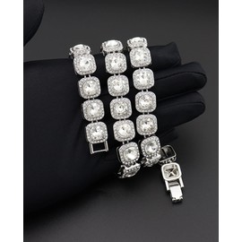 Kim Carrey Iced Out Zircon Necklace for Men, Silver Tone Chain, AAA Quality Gift Necklace (22'')