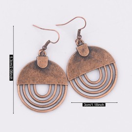 ANDPAI Handmade Unique Bohemian Tribal Hoop Spiral Earring Vintage Gold Silver Geometry Dangle Drop Earrings for Women Girls (Brown)