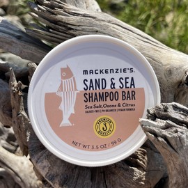 MACKENZIE'S Sand & Sea Shampoo Bar - Gifts for Fishermen - Vegan - Sulfate-Free - Eco Friendly - Zero Waste - Reusable Packaging with Travel Container - 3.5 OZ