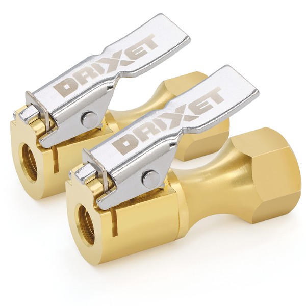 Tire Air Chuck Quick Connect - Closed Flow Heavy-Duty Locking Air Chucks for Tires - 250 PSI Rated Brass Air Compressor Tire Inflator Attachment, 1/4'' Female NPT Thread Fits Most Air Hoses - 2 Pack