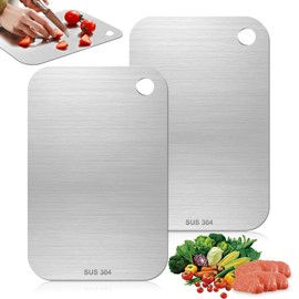 Chopping Board Stainless Steel 14.5 cm x 23.5 cm Titanium Set of 2