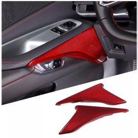 car-king888 Red Dry Carbon Door Panel Lower Trim For Corvette C8 Z06 2020-24 Decorate Cover